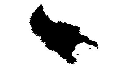 希腊扎金索斯岛的黑色剪影地图