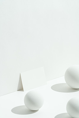 白色的空白名片模型，几何，球体对象的模板