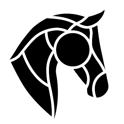 马或小马头轮廓黑色在白色。