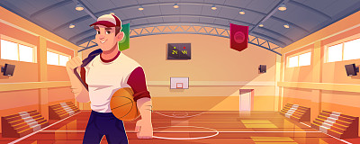 篮球场，球员，论坛和篮筐