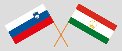 斯洛文尼亚和塔吉克斯坦的交叉国旗。官方色彩。正确的比例