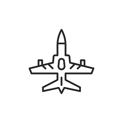 战争飞机图标。飞机图标孤立在白色背景。空军相关的图标。矢量图