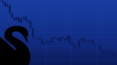 股票市场商业烛台图和天鹅剪影。投资交易的概念。矢量插图的背景，预测，封面。
