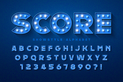 显示字母设计，字幕，LED灯的字母和数字。