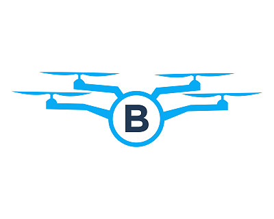 无人机标志设计上的字母B概念。摄影无人机矢量模板
