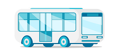 穿梭巴士乘客公共通勤运输服务等距矢量图