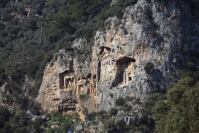 在Dalyan的古利西亚岩石坟墓，Muğla，土耳其