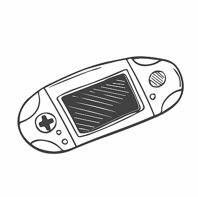 涂鸦gameboy游戏机。为游戏操纵杆。视频游戏概念