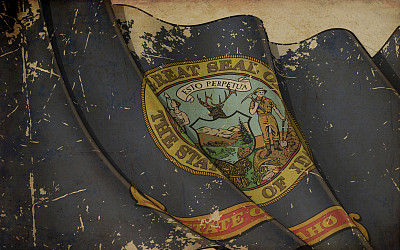 旧纸印刷-飘扬的旗帜爱达荷州