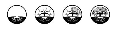 黑橡树标志和树根设计