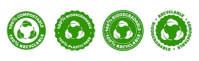 可回收的，可生物降解的，可堆肥的循环绿色。Vector生态生物标志