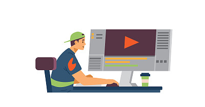 动画或视频编辑器，运动设计师平面矢量插图孤立。