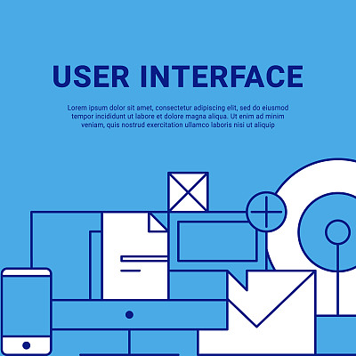 线条艺术平面UI/UX界面设计网站图像插图