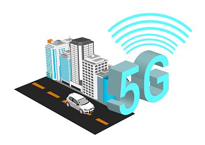 5g network on smart city building technology with wifi signal on top of smartphone with isometric modern style - vector