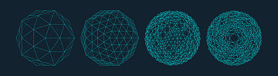 球体与连接线。全球数字连接。线框图说明。摘要三维网格设计。技术风格。