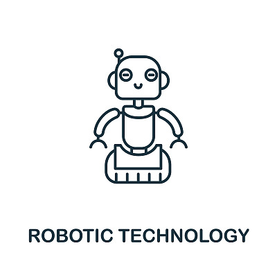 机器人技术图标从物联网收集。简单的线条机器人技术图标模板，网页设计和信息图
