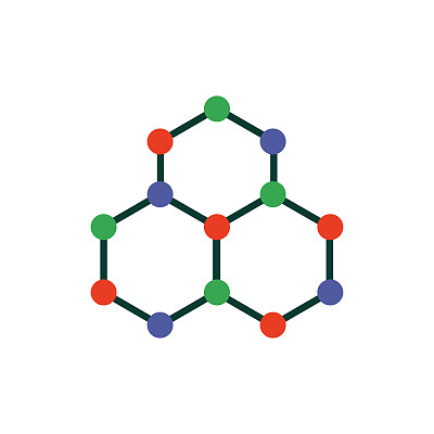 分子结构图标白色背景，矢量插图