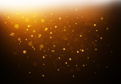 金粒子和散焦从闪光中落下