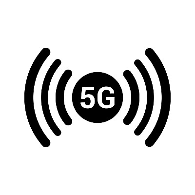 5g，互联网，网络图标。黑色的矢量图形。