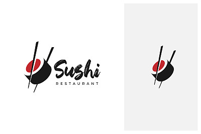 筷子夹寿司标志设计