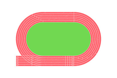 跑道图标孤立在白色背景上。带跑道的体育场。