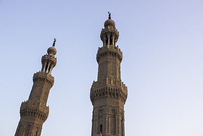 al-Mu'ayyad清真寺尖塔位于Bab Zuwaila，开罗，埃及