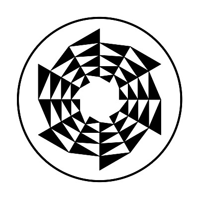 圆形锯片形状，三角形图案中有圆形，符号为变化
