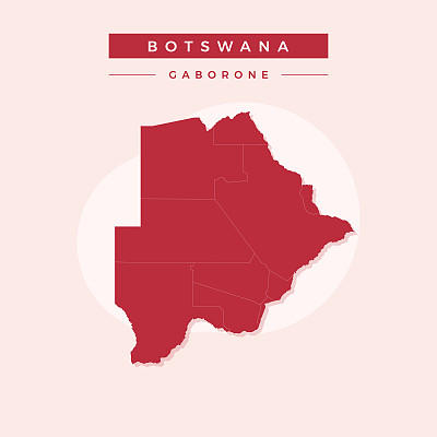 博茨瓦纳国家地图，博茨瓦纳地图向量，博茨瓦纳地图插图向量。