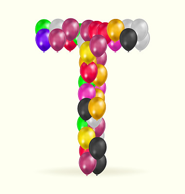 字母T气球各种颜色标志矢量设计模板