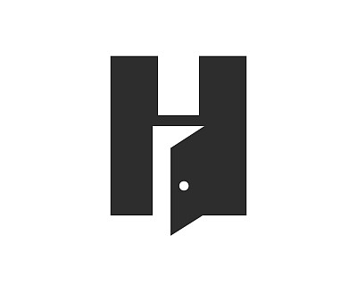 字母H门标志设计结合开门图标矢量模板