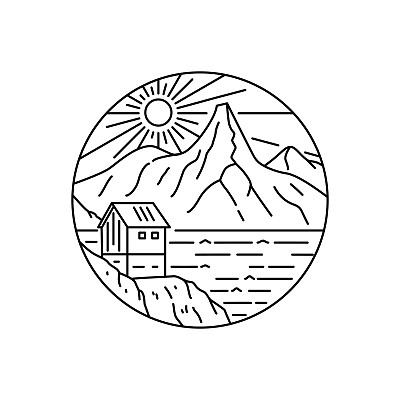 Stetind挪威国家山单线艺术，贴片徽章设计，徽章设计，t恤设计