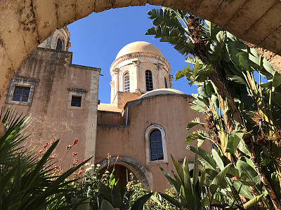 希腊-克里特岛- agia triada tzagaroli修道院，靠近Chania