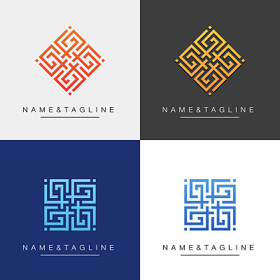 方形优雅的字母组合logo模板。坚固、独特、豪华的设计。很多方法和容易使用任何背景。