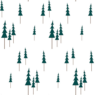 无缝模式与圣诞树。杉木森林包装纸。