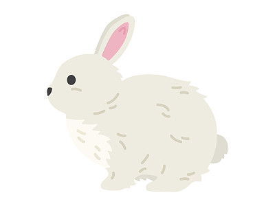 从侧面看一只白兔的插图。