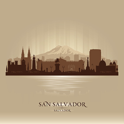 圣萨尔瓦多城市天际线剪影