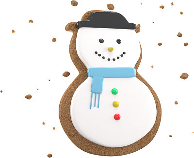 3d渲染圣诞或新年元素背景装饰饼干和糖果。五颜六色的节日礼物。现代设计。孤立的插图。