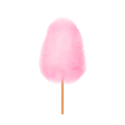 粉红色的棉花糖。逼真的糖云用木棍隔开。美味的节日的甜蜜