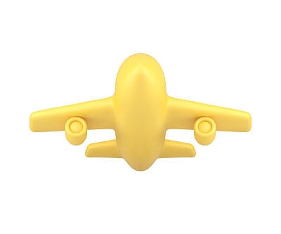 黄色航班上升飞机起飞机场航空旅行假期交通3d图标矢量