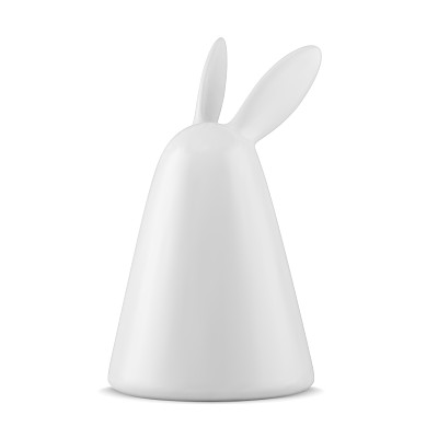 白色优雅的复活节兔子长耳朵几何圆锥体小雕像陶瓷节日小玩意3d图标矢量