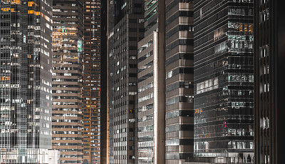 香港一系列写字楼的近景