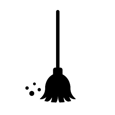 扫帚图标，清洁服务符号