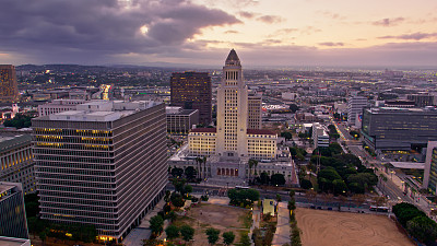 洛杉矶市政厅和政府大楼-鸟瞰图