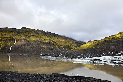 Sólheimajökull冰岛南部的冰川泻湖