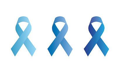 3种颜色的蓝丝带用于宣传活动