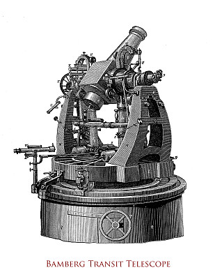 卡尔·班贝格(1847-1892)是卡尔·蔡司的徒弟，他建造的大地凌日望远镜，用于测定经度，测量水平和垂直的角度