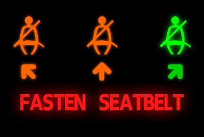 乘客安全带警告灯，矢量插图