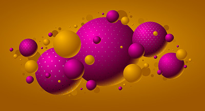 彩色点状球体矢量插图，抽象背景与美丽的圆点球，3D球体设计概念艺术。
