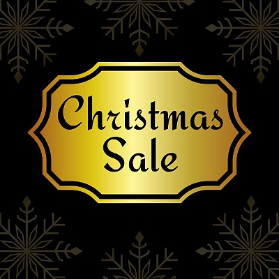 黑色金色圣诞销售设计模板与复制空间区域。圣诞节促销活动也用于社交媒体营销。