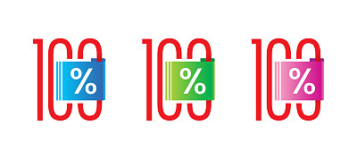 100%的logo。红-蓝100%的概念。红-绿100%的概念。红紫100%的概念